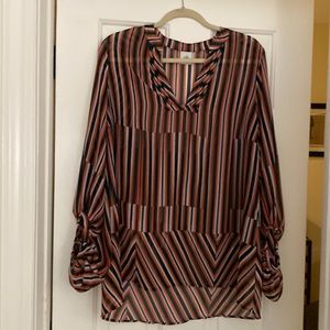 Cabi light weight blouse in multi colors, flattering with vertical stripes
